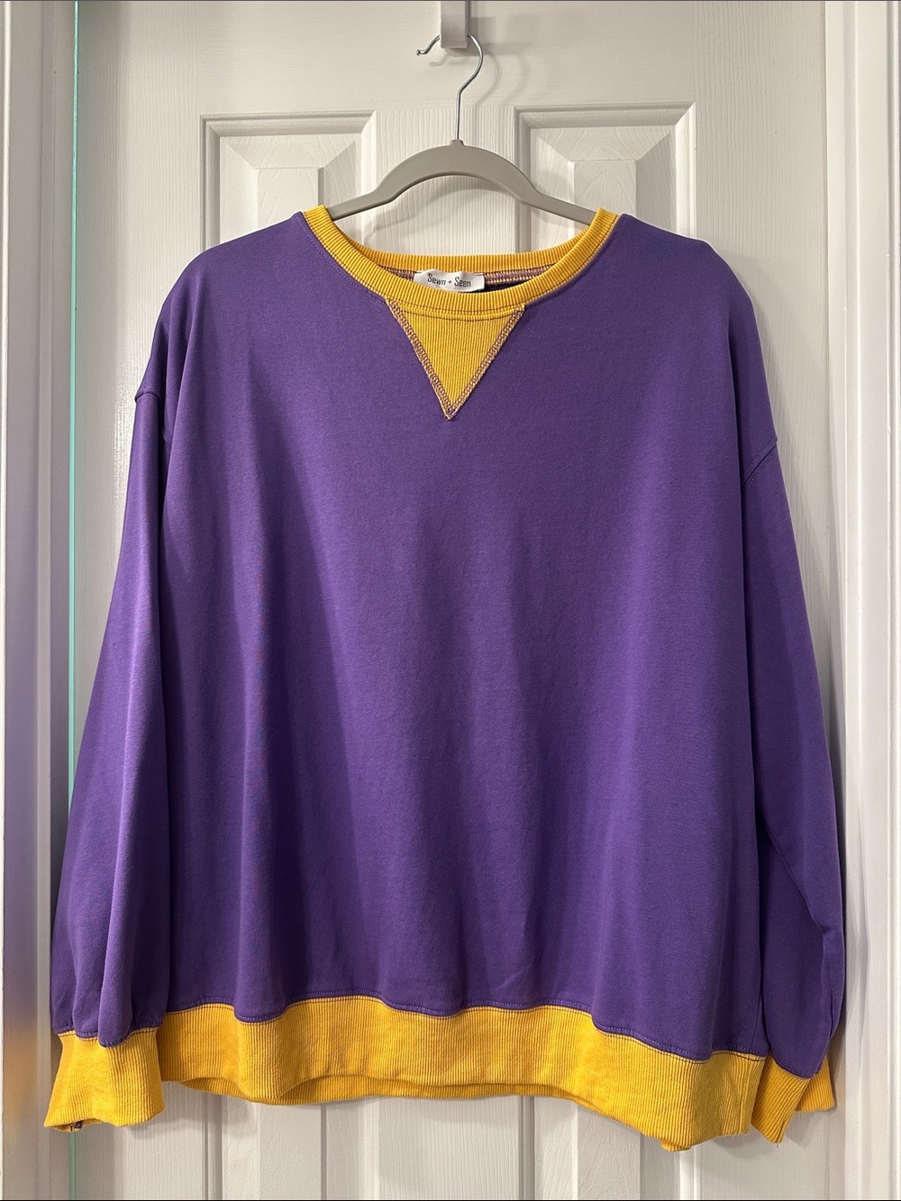 Women's Purple and Yellow Crewneck